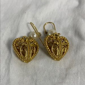 Gold Plated Ornate Heart Earring Set